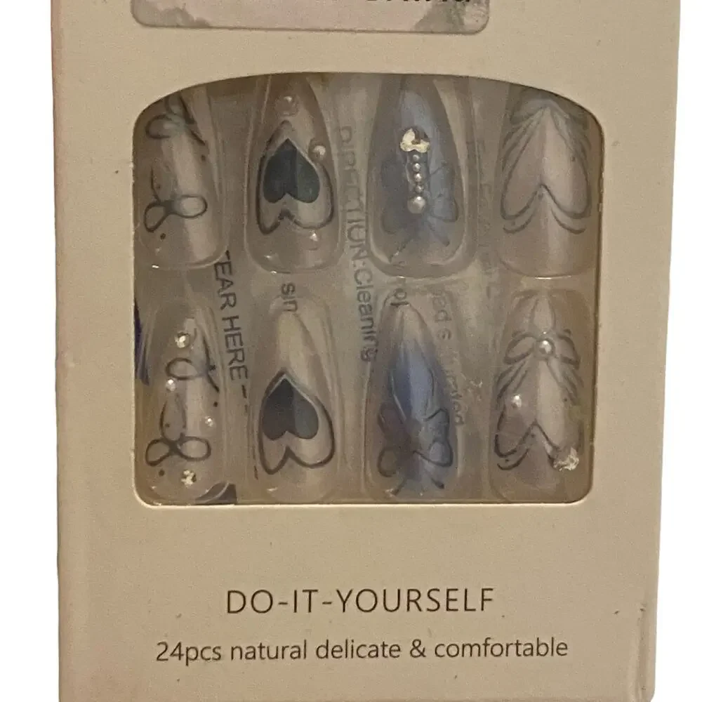 2 Packs (48 Pcs) Press on Stick on Fake Nails Luxurious Designs for Women Girls